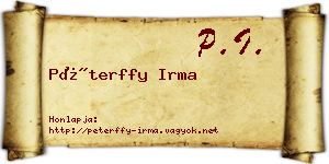 Péterffy Irma névjegykártya